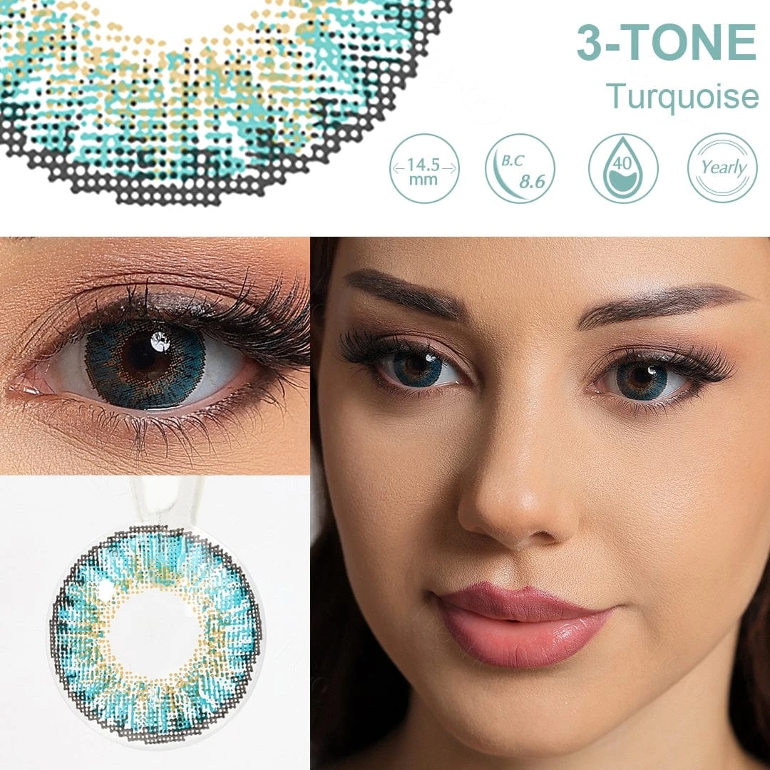 3 Tone Turquoise Colored Contact Lenses 7 3 Tone Turquoise Colored Contact Lenses - Image 7